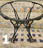 Wrought iron base of multiple variations of Handmade Mosaic Coffee Table