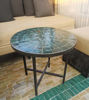Picture of Outdoor Emerald Green Mosaic Coffee Table – Handmade Moroccan Round Zellige Tile Table for Patio, Living Room & Garden