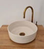 Picture of OFF White Bathroom Wash Basin - Bathroom Vessel Sink - Countertop Basin - Mid Century Modern Bowl Sink Lavatory - Solid Brass Drain Cap Gift