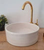 Picture of OFF White Bathroom Wash Basin - Bathroom Vessel Sink - Countertop Basin - Mid Century Modern Bowl Sink Lavatory - Solid Brass Drain Cap Gift