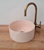 Picture of Pink Bathroom Vessel Sink - Bathroom Vessel Sink - Countertop Basin - Mid Century Modern Bowl Sink Lavatory -Solid Brass Drain Cap Gift