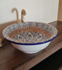 Picture of Round Ceramic Vessel Bathroom Sink – Handmade Moroccan Vanity Basin | Custom Mid Century Modern Countertop Sink (8"–20" Diameter)