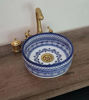 Picture of Blue Mid Century Modern Bowl Sink - Bathroom Vessel washbasin - KARO Design