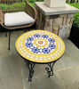 Picture of Handmade Yellow & Blue Moroccan Zellige Mosaic Coffee Table – Waterproof Outdoor Patio Decor