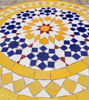 Picture of Handmade Yellow & Blue Moroccan Zellige Mosaic Coffee Table – Waterproof Outdoor Patio Decor