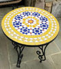 Picture of Yellow & Blue Mosaic Table - handmade Zellige Coffee Table - outdoor Solid Waterproof Mosaic Table