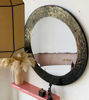 Picture of Custom Black Zellige Tiles Round Bathroom Mirror - Handmade Mosaic Wall Mirror