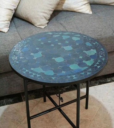 Picture of Petrol Blue Zellige Color Table TOP - Mid Century Modern - Outdoor Patio Furniture Table Top - Outdoor Zellije Table - Only Table Top