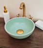 Picture of Plain Green Table top sink - Mid century Modern Washbasin - Bathroom Sink - Handmade Ceramic Sink - Solid Brass Drain Cap GIFT