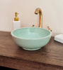 Picture of Plain Green Table top sink - Mid century Modern Washbasin - Bathroom Sink - Handmade Ceramic Sink - Solid Brass Drain Cap GIFT