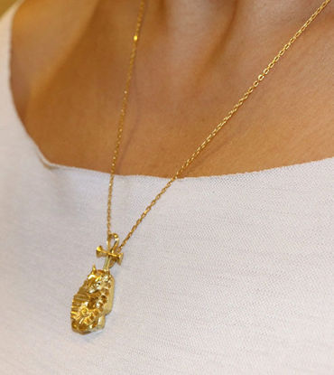 Picture of Handmade Gold Bastet Cat Goddess Pendant - Ancient Egyptian Jewelry for Men & Women