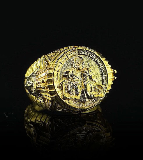 Picture of Elegant Solid Gold God Anubis and Horus Ring