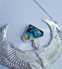 Picture of Premium Large Silver Isis Goddess Necklace with Labradorite and Hand-Carved Ankh—Egyptian Jewelry