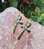 Picture of Abalone Ankh Earrings—Key of Life Egyptian Jewelry—Handcrafted by Balinese Artisans