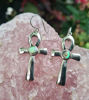 Picture of Abalone Ankh Earrings—Key of Life Egyptian Jewelry—Handcrafted by Balinese Artisans