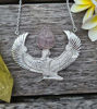 Picture of Premium Medium Pure Silver Dipped Isis Goddess Necklace with Rose Quartz – Egyptian Spiritual Jewelry