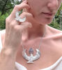 Picture of Premium Medium Pure Silver Dipped Isis Goddess Necklace with Rose Quartz – Egyptian Spiritual Jewelry