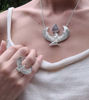 Picture of Premium Medium Pure Silver Dipped Isis Goddess Necklace with Rose Quartz ,Silver Egyptian, Spiritual Jewelry, Egyptian Goddess Necklace