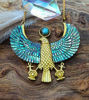 Picture of Horus Necklace with Abalone Wings – Egyptian God Pendant, Labradorite or Moonstone, Pink Pearl, & Ancient Egyptian Jewelry