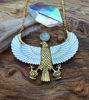 Picture of Horus Necklace with Abalone Wings – Egyptian God Pendant, Labradorite or Moonstone, Pink Pearl, & Ancient Egyptian Jewelry