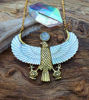 Picture of Horus Necklace with Abalone Wings – Egyptian God Pendant with Labradorite or Moonstone