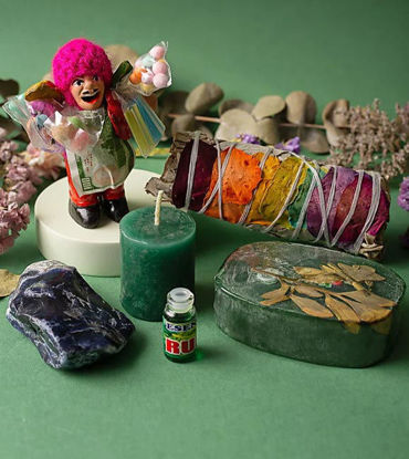 Picture of Abundance and Prosperity Ritual Kit • Wealth Manifestation Set • Sage, Crystals & Ekeko Amulet