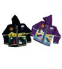 Two children's jackets, each with a unique design, highlighting the vibrant patterns and colors of traditional Peruvian knitwear.