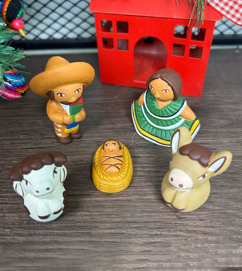 Picture of Mexican Nativity Scene Christmas Decor • 5-Piece Set • 2" Tall