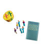 Miniature Guatemalan worry dolls in a handcrafted box, featuring vibrant fabrics, a card, and a bag for easy gifting.