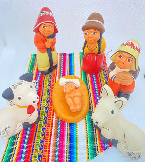 Picture of Holy Family Nativity Scene Ornament Set • Peruvian Christmas Decor