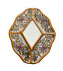 Decorative mirror showcasing traditional Cuzco-style design, with a hand-painted wooden frame and gold leaf detailing.