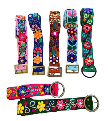 Picture of Peruvian Belt Handmade Embroidered Belt Available in 20 Colors, Flower patterns, wool