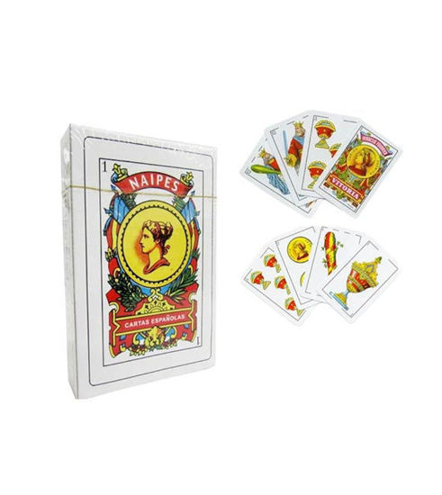 A set of 40 Spanish traditional playing cards featuring intricate illustrations of various people, showcasing cultural heritage.