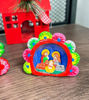Charming clay nativity scene figurine from Peru, depicting the Holy Family, perfect for holiday decor.