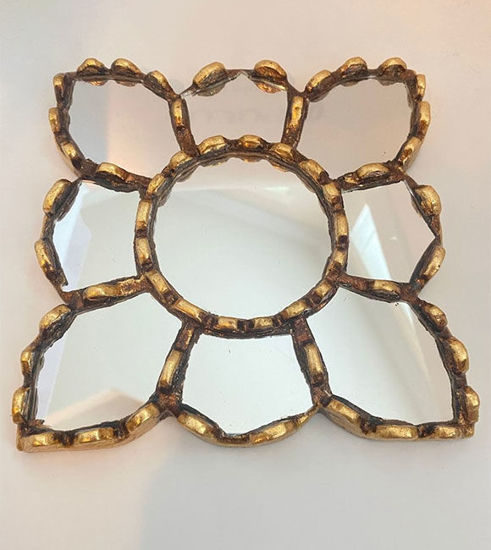 Picture of Handcrafted 9" Peruvian Cuzco-Style Round Mirror | Gold Leaf Vintage Decor