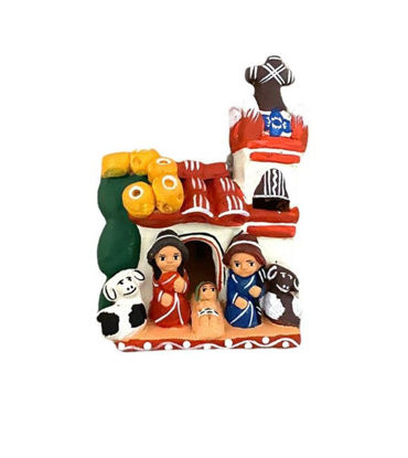 Picture of Peruvian Handmade Nativity Scene in Church Block • Christmas Decor Ornaments