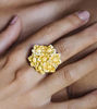 Picture of Bouquet ring with small yellow ceramic flowers, pearls and stones