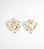 Picture of Bouquet clip earrings with small white ceramic flowers, pearls and stones