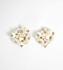 Picture of Bouquet clip earrings with small white ceramic flowers, pearls and stones