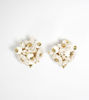 Picture of Clip-on bouquet earrings with white flowers in ceramic, pearls and stones