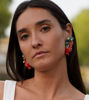 Picture of Clip earrings with pomegranate, pearls and stones
