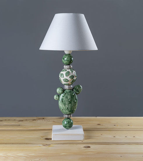 Picture of Ceramic lamp with green cactus