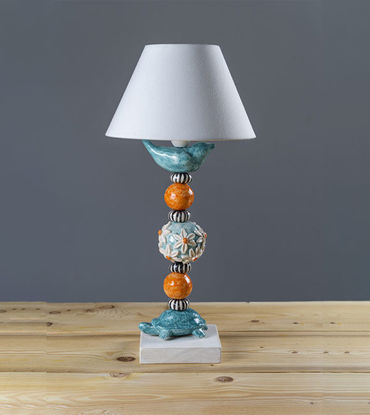 Picture of Ceramic lamp with turquoise flowers