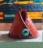 Picture of Tiny Teepee Leather Handcrafted Incense Burner⇻ Native American Style Incense Burner ⇻ Handcrafted One of kind Teepee Statue Incense Burner