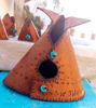 Picture of Personalized (short text)Teepee Leather Handcrafted Incense Burner⇻ Native American Style Incense Burner ⇻ Handcrafted Teepee Statue Burner