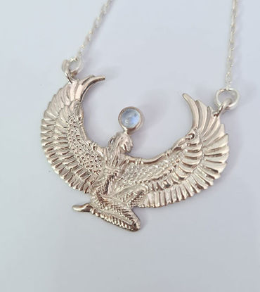Picture of Small Moonstone Silver Isis Goddess Necklace or Headpiece