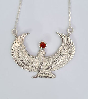Picture of Small Garnet Silver Isis Goddess Necklace or Headpiece