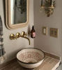 Picture of Brushed Brass & Rose Gold Washbasin Ceramic Bathroom Vessel - Brass Bathroom Sink - Guest's Room Vanity Vessel Sink