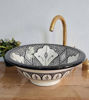 Picture of ASFI Black & White Bathroom Vessel Sink – Handmade Moroccan Ceramic Washbasin | Customizable Countertop Basin