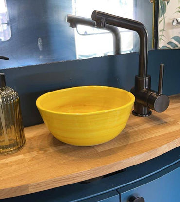 Picture of Custom 10"x8" Oval Vessel Sink, Bathroom Washbasin, Brushed Golden Yellow